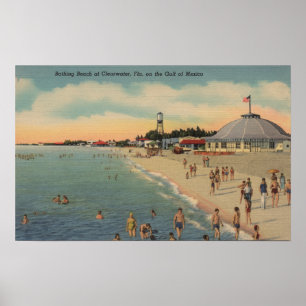 Poster Clearwater, FL - Baigneurs et bains de soleil sur