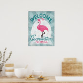 Poster Clearwater Florida Flamant rose rose Retro (Cuisine)