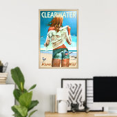 Poster Clearwater Floride Comté de Pinellas Plage Épinglé (Bureau à domicile)