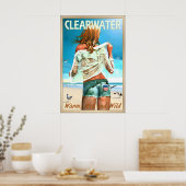Poster Clearwater Floride Comté de Pinellas Plage Épinglé (Cuisine)