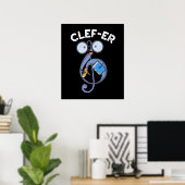 Poster Clef er Funny Music Pun Dark BG (Bureau à domicile)