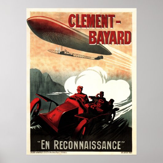 Poster CLEMENT BAYARD AUTOMOBILES Zeppelin Vintage Car (Devant)