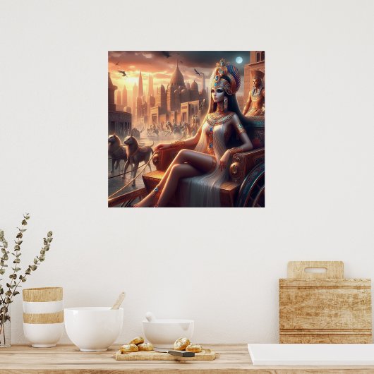 Poster Cleopatra reine en char (Cuisine)