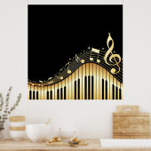Poster Clés cool Gold Et Black Music (Cuisine)