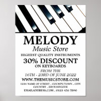 Clés de clavier, boutique d'instruments de musique