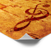 Poster Clés de piano avec notes musicales et rose (Coin)