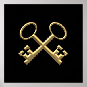 Poster Clés de St Peter en or "3D"