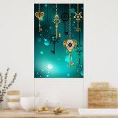 Poster Clés squelettes antiques sur fond vert (Cuisine)