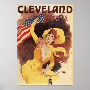 Poster Cleveland Bicycles American Girl en Jaune