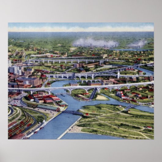 Poster Cleveland Ohio Birdseye (Devant)