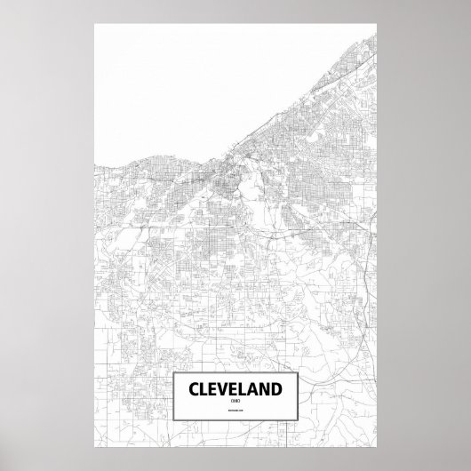 Poster Cleveland, Ohio (noir sur blanc) (Devant)