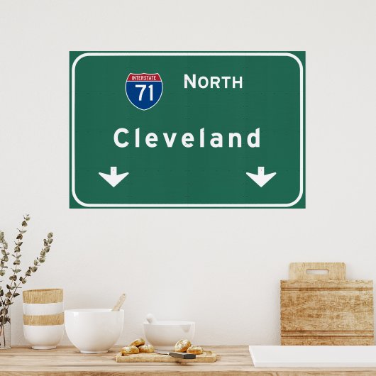 Poster Cleveland Ohio oh Autoroute Interstate Freeway : (Cuisine)