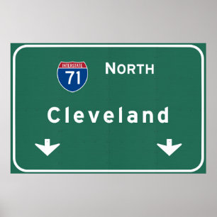 Poster Cleveland Ohio oh Autoroute Interstate Freeway :