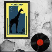 Poster Cleveland Zoo Ohio Vintage Giraffe