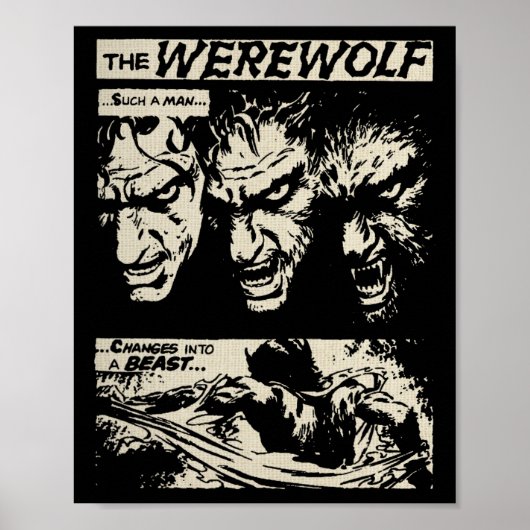 Poster Clic Horror Monster Horror Comic Werewolf Ma (Devant)