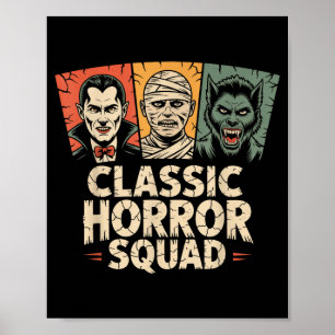 Poster Clic Horror Squad Vintage Rétro Monstre Halloween