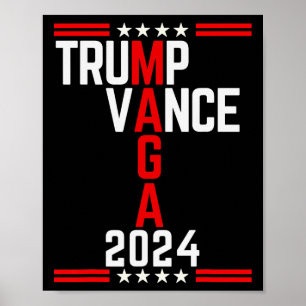 Poster Clic Trump Vance 2024 Retro Stripe Trump Jd Vance