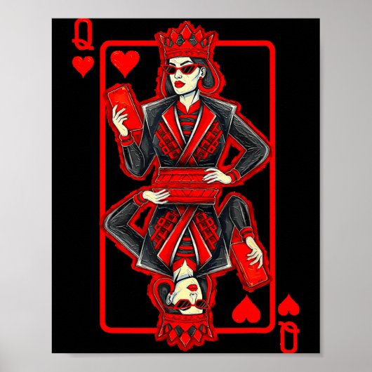 Poster Clic Whimsical Queen Of Hearts Sungles Playing Car (Devant)