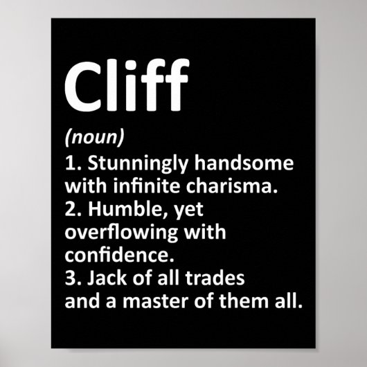 Poster Cliff Definition Personalized Name Funny Birthday  (Devant)
