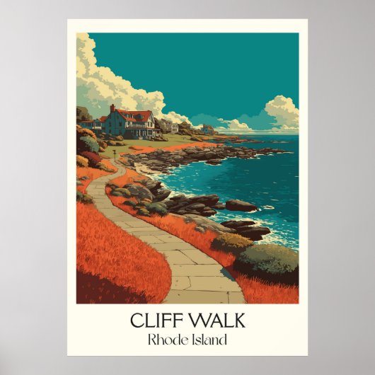 Poster Cliff Walk Rhode Island Ocean Path (Devant)