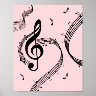 Poster Climacic G Clef Music Rose