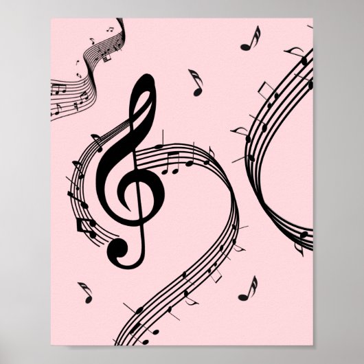 Poster Climacic G Clef Music Rose (Devant)