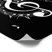 Poster Climacic G Clef Musique blanche sur le noir (Coin)
