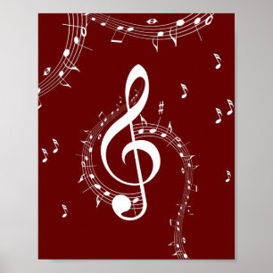 Poster Climactic G Clef Music Red