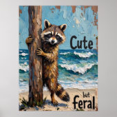 Poster Climat côtier : Raccoon au bord de la mer (Devant)