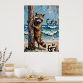 Poster Climat côtier : Raccoon au bord de la mer (Cuisine)