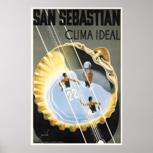 Poster Climat idéal de Saint-Sébastien Espagne Voyage Vin
