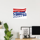 Poster Clinton Gore 92 politique rétro (Bureau à domicile)