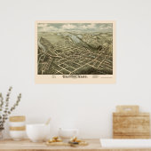 Poster Clinton, MA Carte panoramique - 1876 (Cuisine)