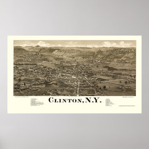 Poster Clinton, NY Carte panoramique - 1885