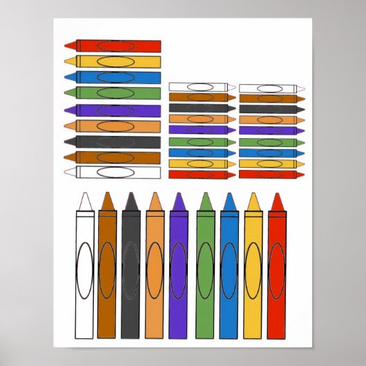 Poster Clip Art de crayons de couleur  (Devant)