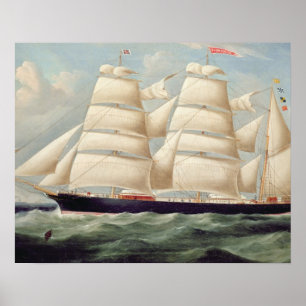 Poster Clipper Barque 'Clendovey' (oil on canvas)