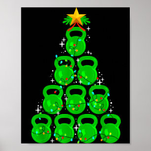 Poster Cloche de Noël Kettlebell Xmas Gym Entraînement Fi