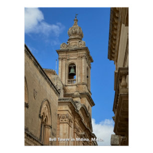 Poster Clocher à Mdina, Malte.