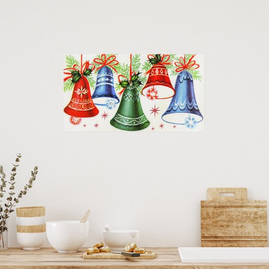 Poster Cloches de Noël rétro vintage (Cuisine)