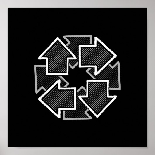 Poster Clockwise Arrows Minimal Geometric Black Variant 2 (Devant)