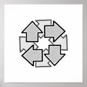 Poster Clockwise Arrows Minimal Geometric White Variant 1 (Devant)