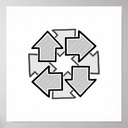 Poster Clockwise Arrows Minimal Geometric White Variant 1 (Devant)