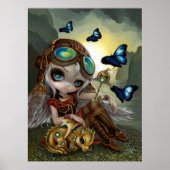 Poster Clockwork Dragonling steampunk dragon fairart (Devant)