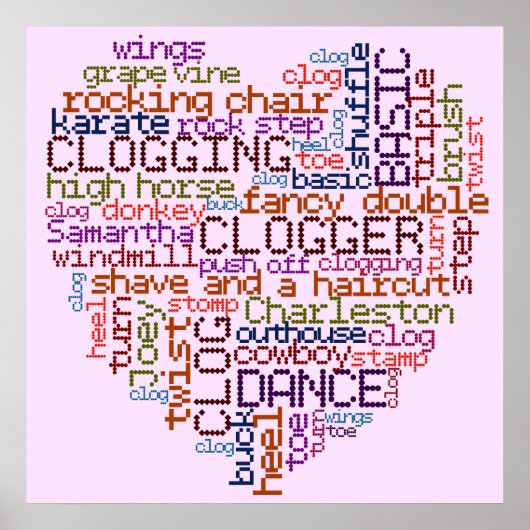 Poster Clogger Clogging Word Art (Devant)