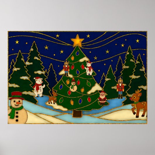 Poster Cloisonne Art Whimsical Forest Classic Christmas (Devant)