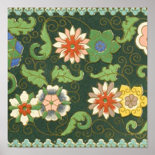 Poster Cloisonne Chine Patter Asiatique Oriental (Devant)