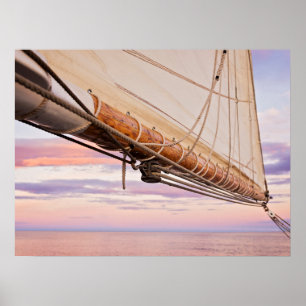 Poster Close-Up Of Sail And Ropes   Maine, Camden