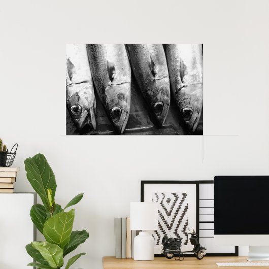 Poster Closeuse de poisson en noir et blanc (Bureau à domicile)
