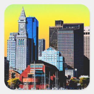 Poster cloth Face Mask van het Custom House Boston Vierkante Sticker