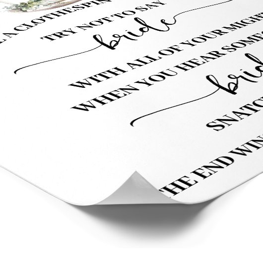 Poster Clothespin Eucalyptus Matcha Bridal Shower Game (Coin)